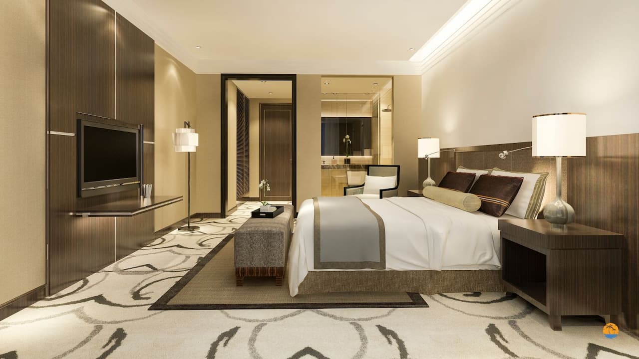 Apartament Luxury Room – przestronny pokój z częścią wypoczynkową i panoramicznym widokiem na taras